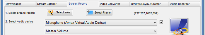 Showing the aTube Catcher screen recorder tool